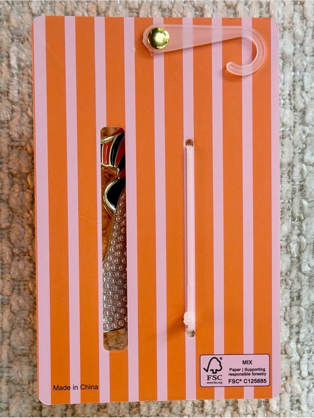 Piper K Ghost Hair Claw Clip Metal Faux Pearl Black Orange Enamel Halloween New